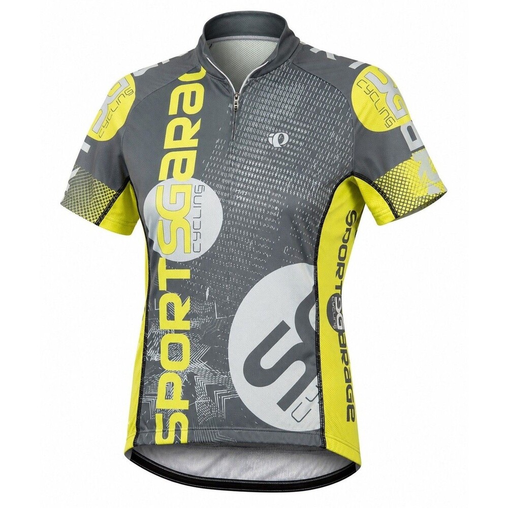 Pearl Izumi Women's Cycling Jersey Medium Gray Yellow 1/2 Zip Short Sleeve Bike